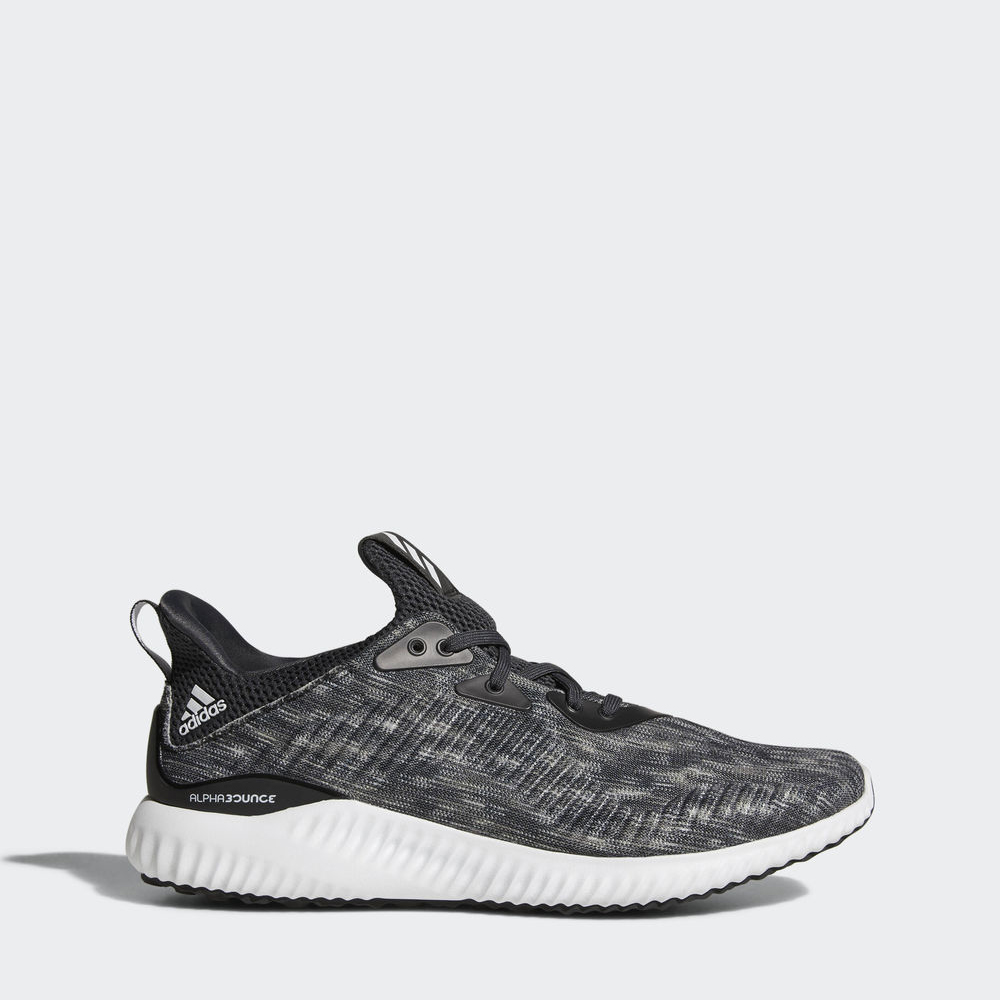 Adidas Alphabounce Space Dye - παπουτσια για τρεξιμο ανδρικα - Μαυρα/Ασπρα/Βαθυ Γκρι,Μέγεθος: EU 36